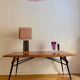 Original table by Ico Parisi with a structure of wood, metal, and stained glass.