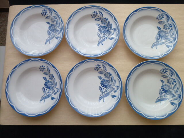 Set of 6 Hollow Plates Digoin Sarreguemines Model André