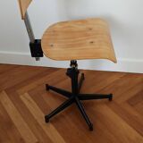 Steel and wood school chair