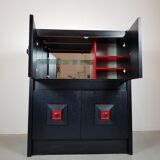 Black and red wooden brutalist bar