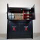 Black and red wooden brutalist bar