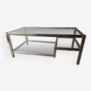 Table basse avec ses 3 plateaux en verre