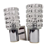 Pair of vintage 70s glass wall lamps by Targetti Sankey