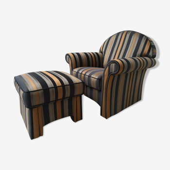Mid-century fabric armchair with footrest, Germany