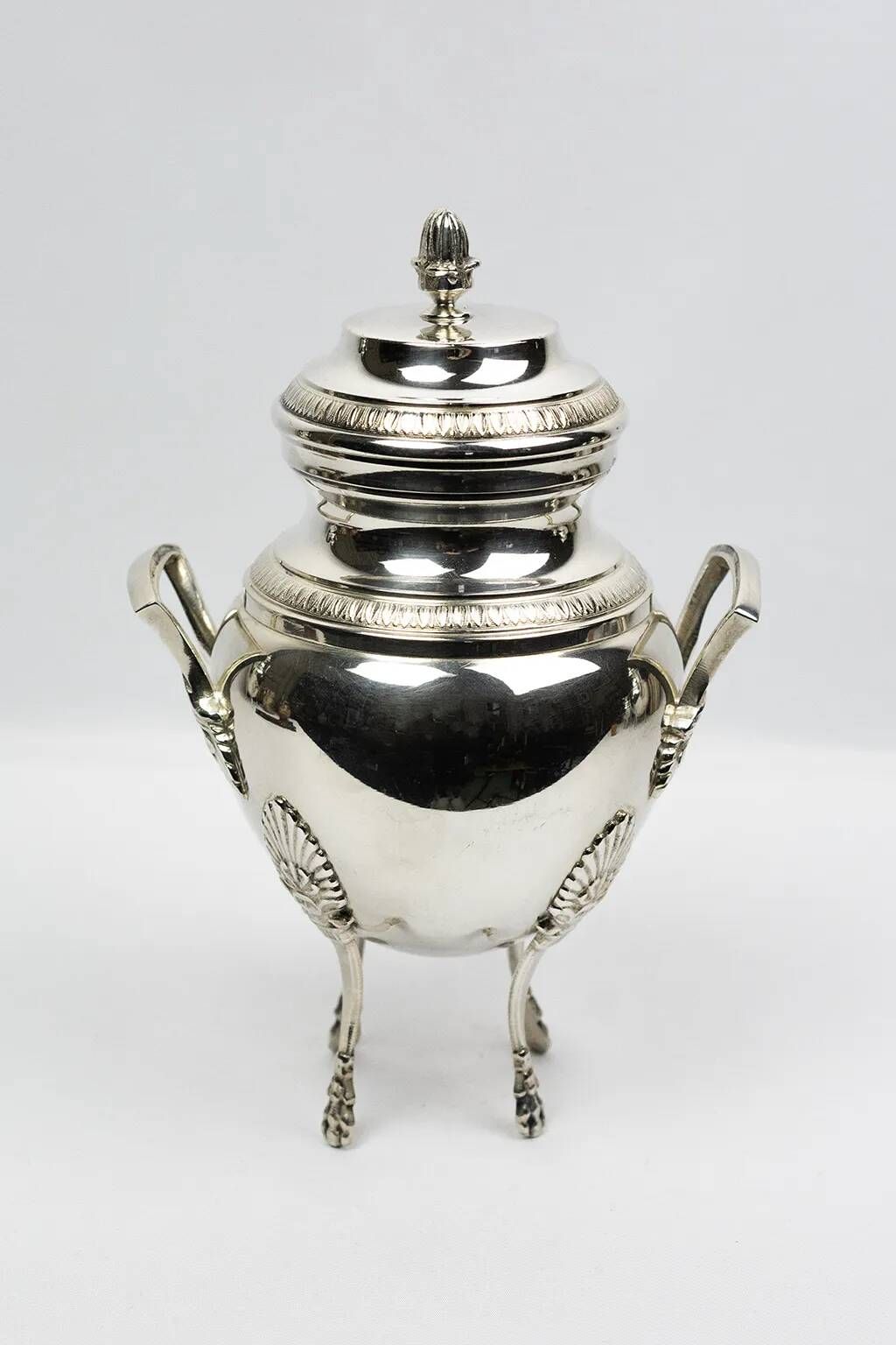 Empire-style tea and coffee service with ram's head spout - silver-plated, 5 pieces