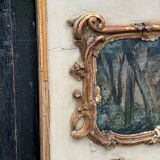 Fireplace Mirror Or Trumeau, Oil On Canvas And Gilded Wood, 18th Century