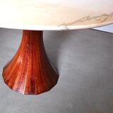 Marble and rosewood round dining table