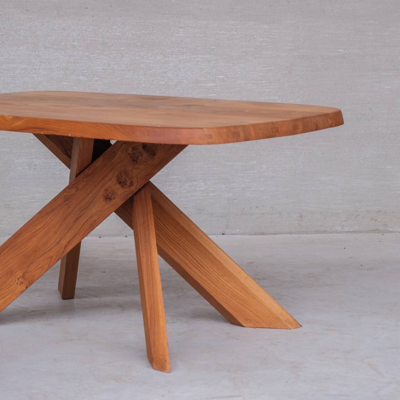 Original Pierre Chapo 'Aban' T35B French Mid-Century Elm Dining Table