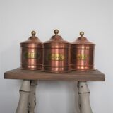 Trio of copper spice pots