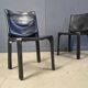 Black leather Mario Bellini Cab dining chairs Italy, 1970s - set of 4