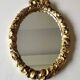 Hollywood Regency style oval Victorian mirror. In antique gold wood. 31 x 21cm