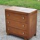 Commode vintage en chêne pieds compas 3 tiroirs des années 50