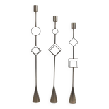 Set of three 1970s design candlesticks