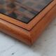 Oak table mat and smoked glass 70s
