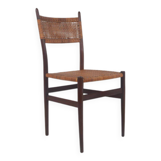Vintage chair in teak with rattan wickerwork, 1960s
