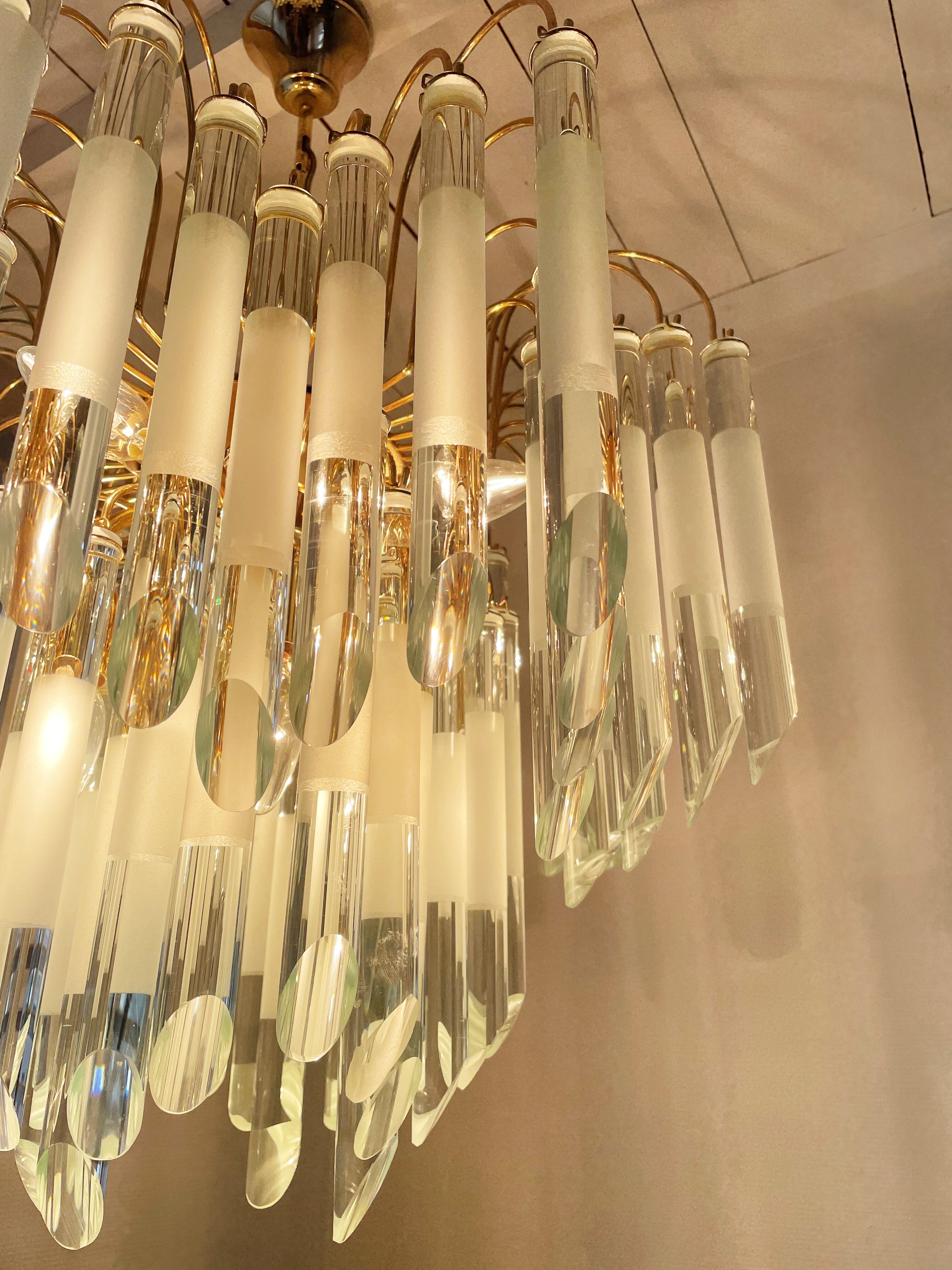 Vintage italian brass and glass chandelier, 1970s