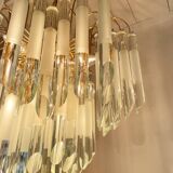 Vintage italian brass and glass chandelier, 1970s