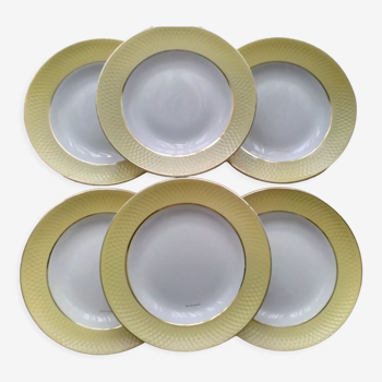 Set de 6 assiettes creuses vintage en faience Orchies Moulin des Loups