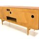 Scandinavian row in teak and oak, suede, 1960