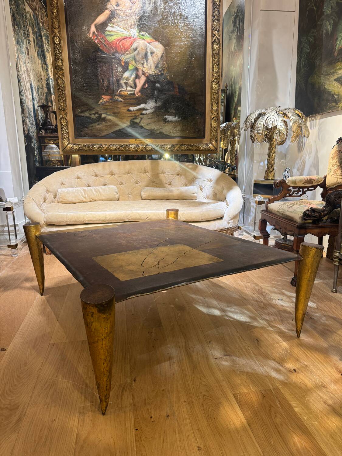 Brutalist coffee table by Jean Jacques Argueyrolles from the 1970s.