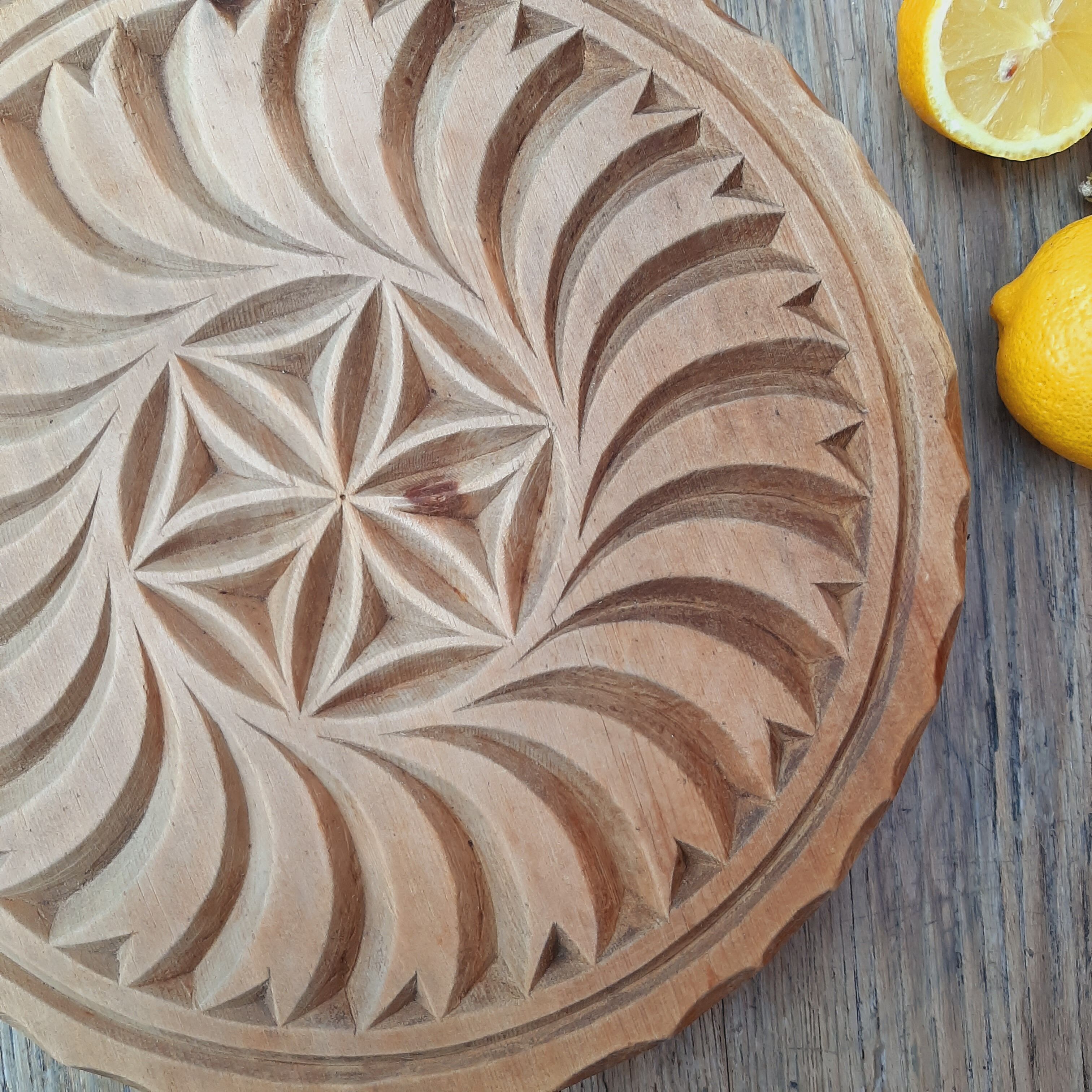 Vintage chiseled wood trivia