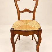 Set of 6 Louis-Philippe chairs — Carved backs — Straw seats