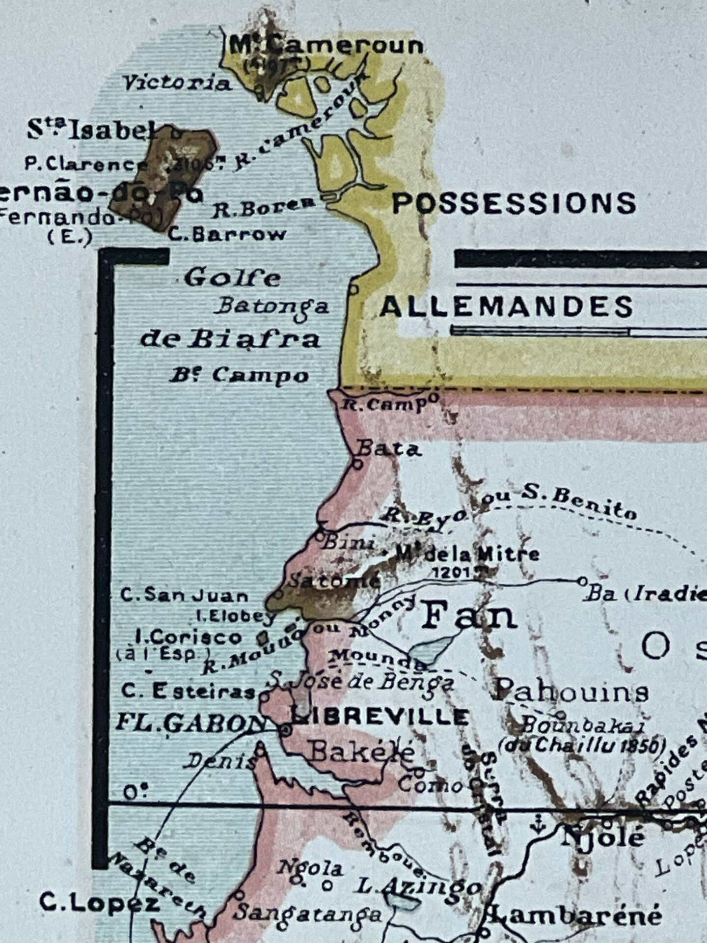 Original map of Zambezi and Congo 53x37cm 1905