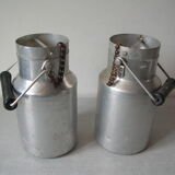 Set of 2 old aluminum milk pot Le Trèfle Vesoul 18 cm deco kitchen Normandy countryside