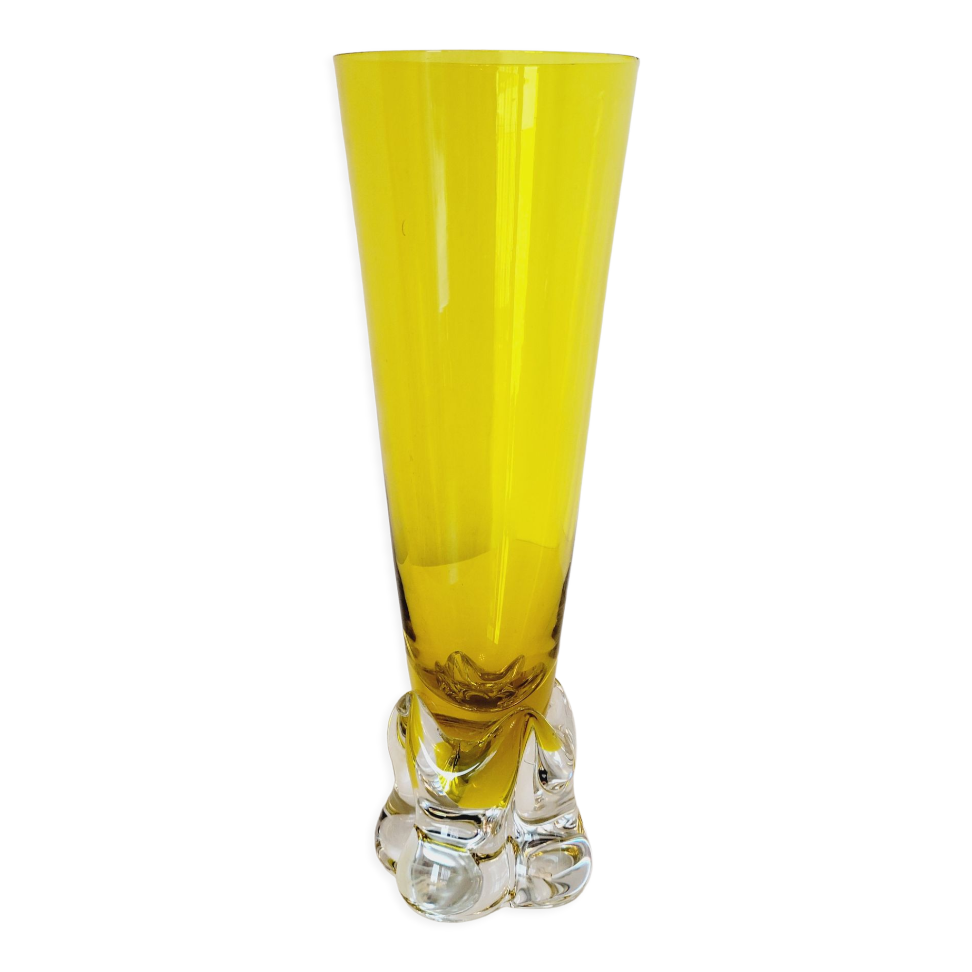 Soliflore vase or large glass in yellow blown glass