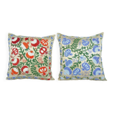 Lot de 2 housses de coussin brodées vintage 48x48 cm