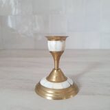 Brass and mother-of-pearl candle holder