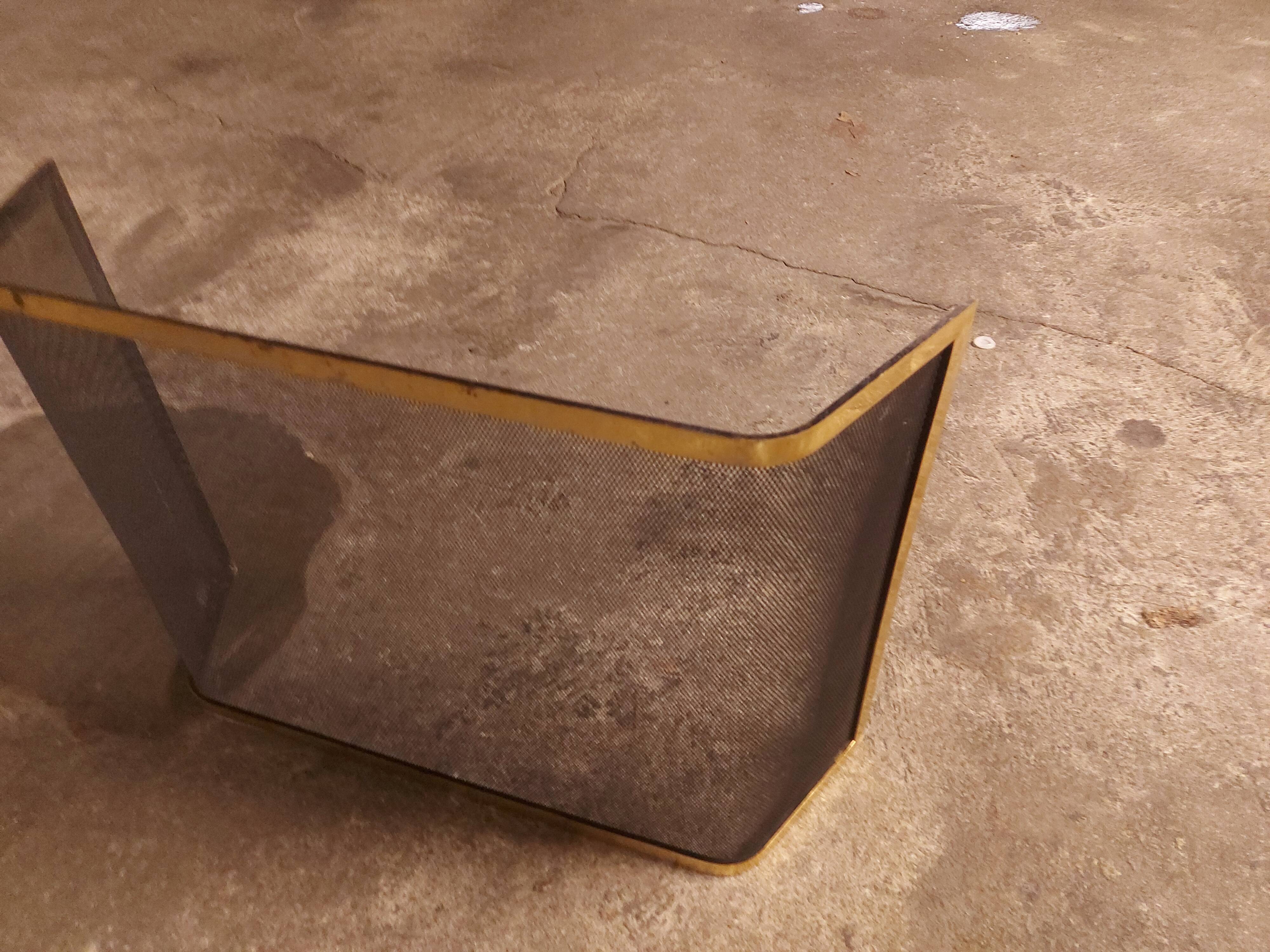 Chimney fire screen, vintage brass
