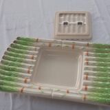 Grand plat à asperges en barbotine Niderviller