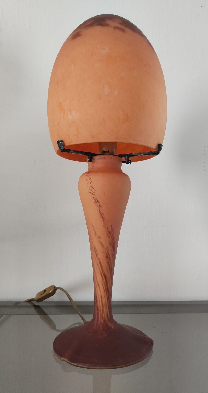 Glass paste lamp signed art of France 1980