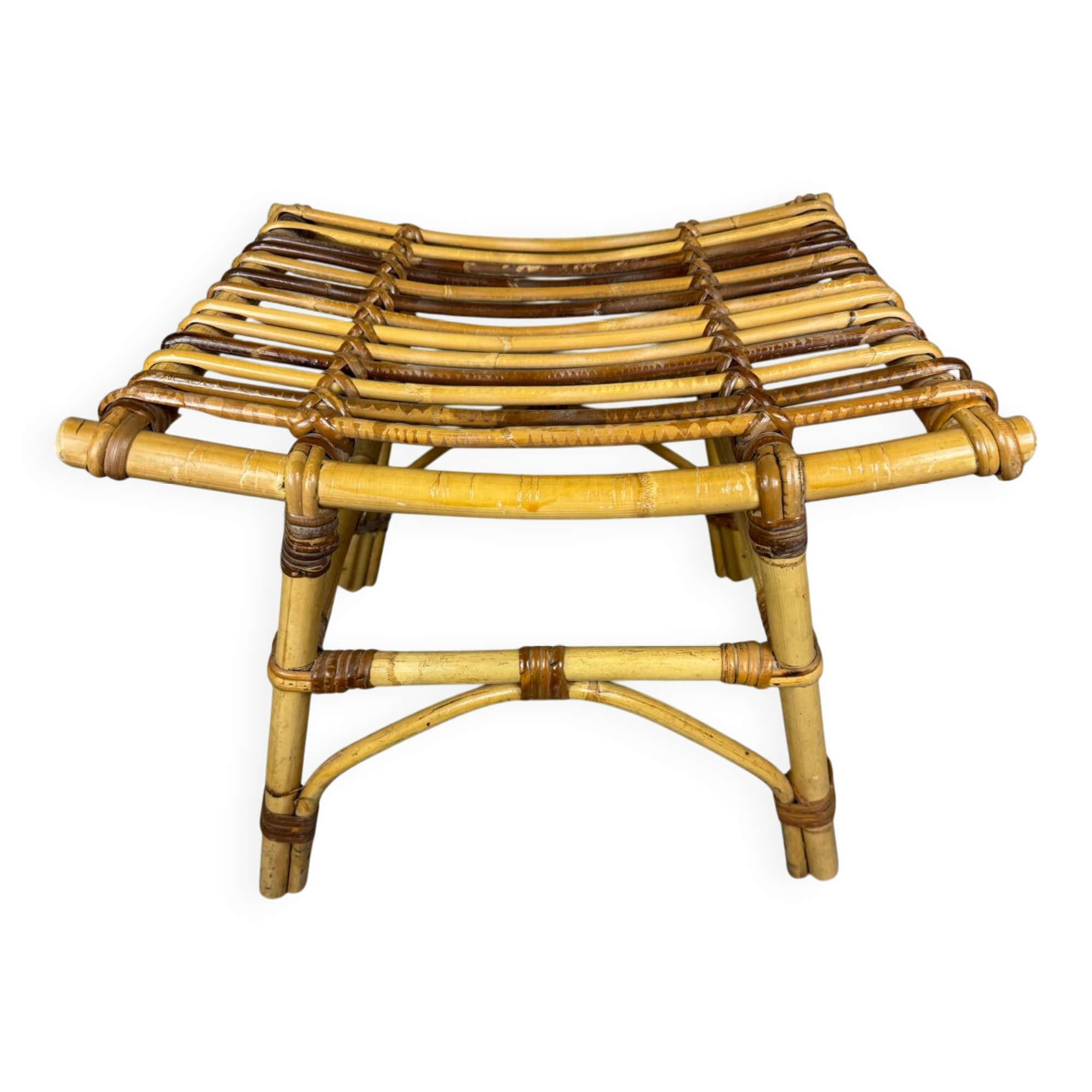 1970s rattan stool from the south of France