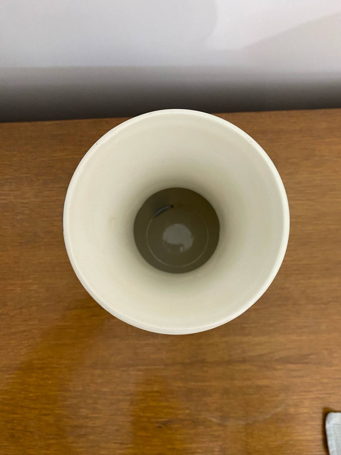 Antique vase jersey pottery ceramic white & black + vintage flower decor