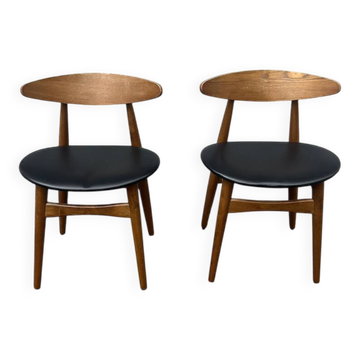 (Lot) 2 Chaises Pied Compas Style Scandinave