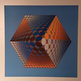 Plate by Victor Vasarely – "Universal Structure of the Hexagon" – Op