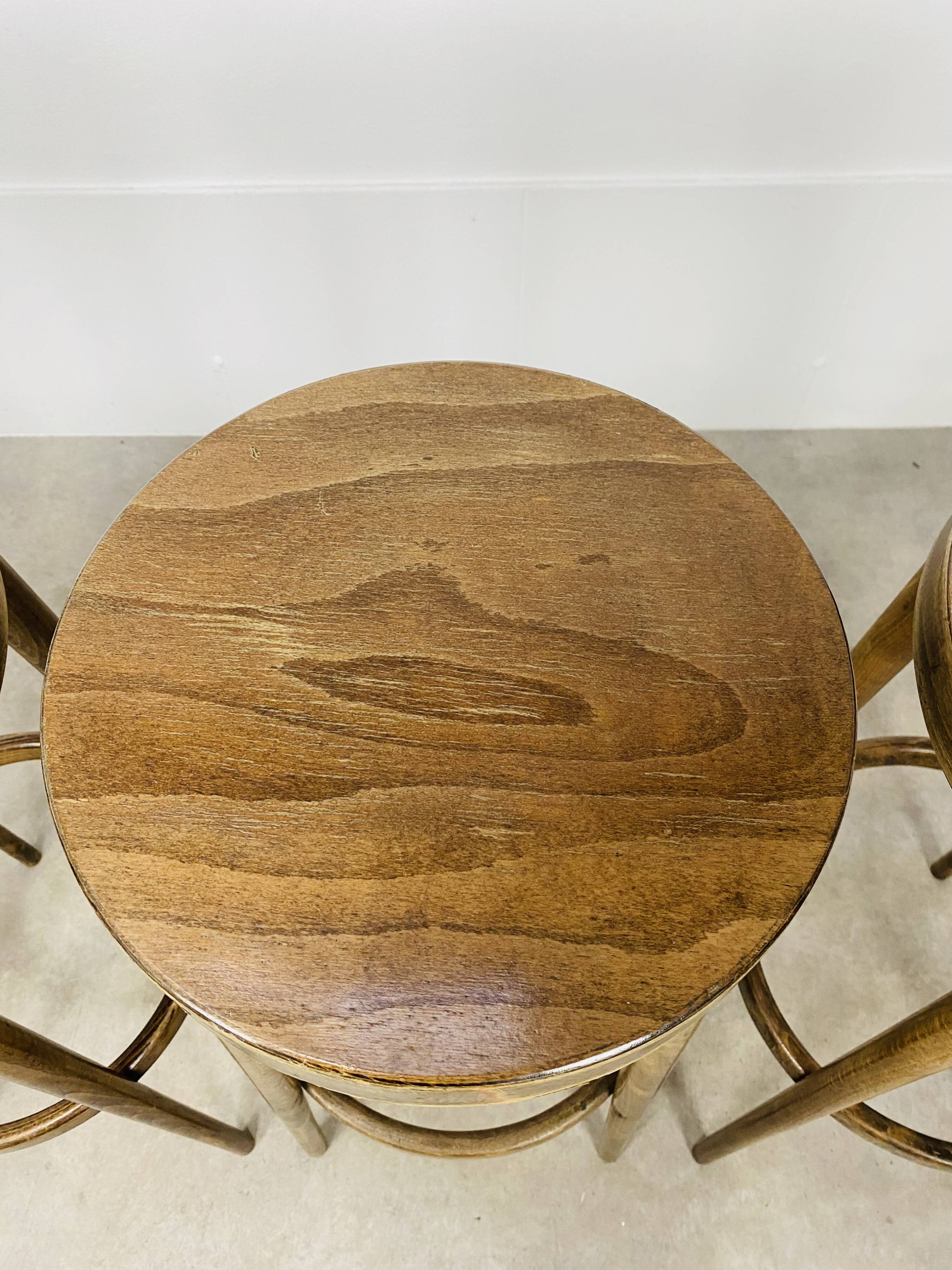 4 bar stools Baumann wood 60s bistro