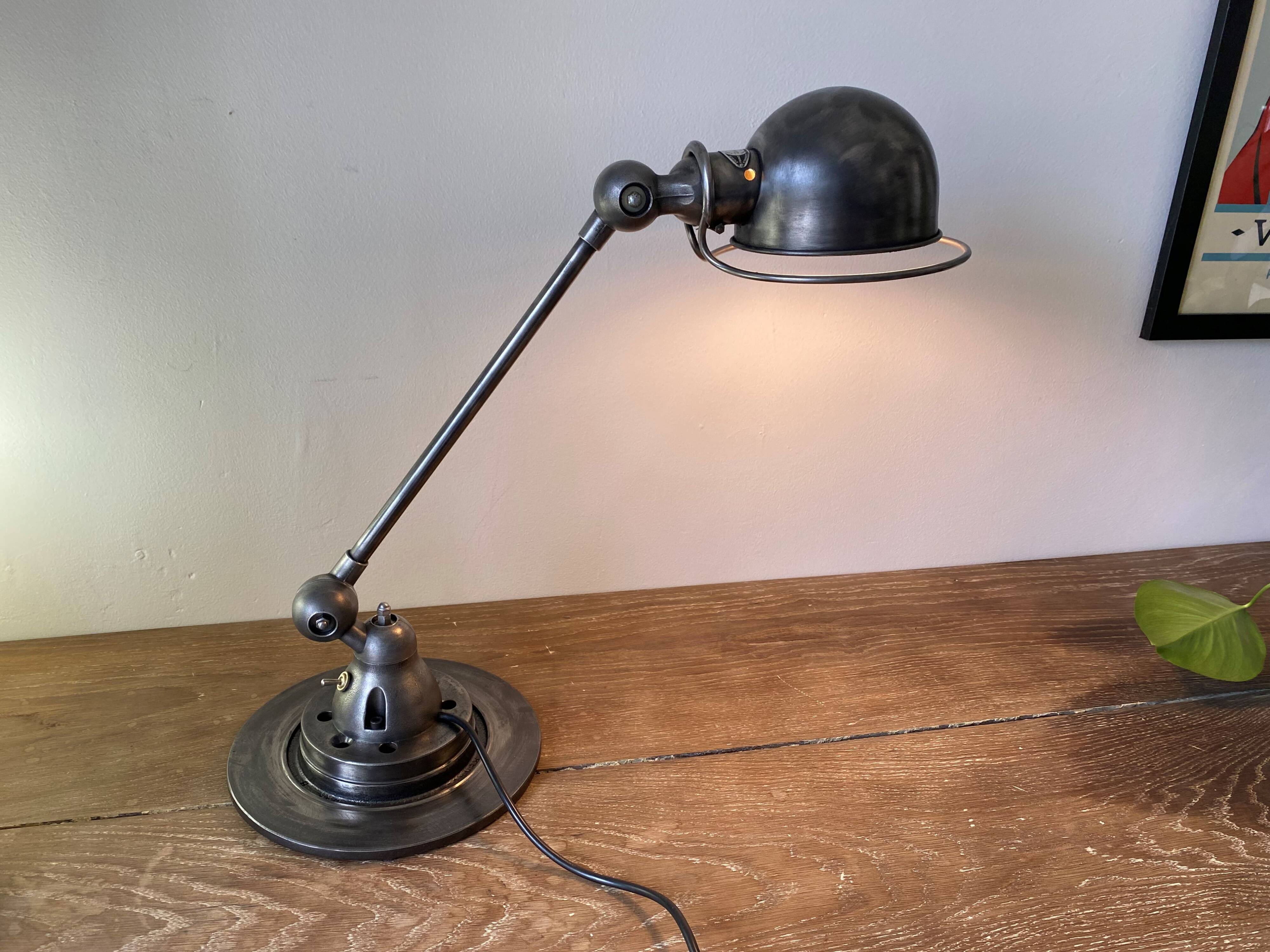 Jieldé lamp 1 arm 40cm industrial graphite Jean Louis Domecq 1950