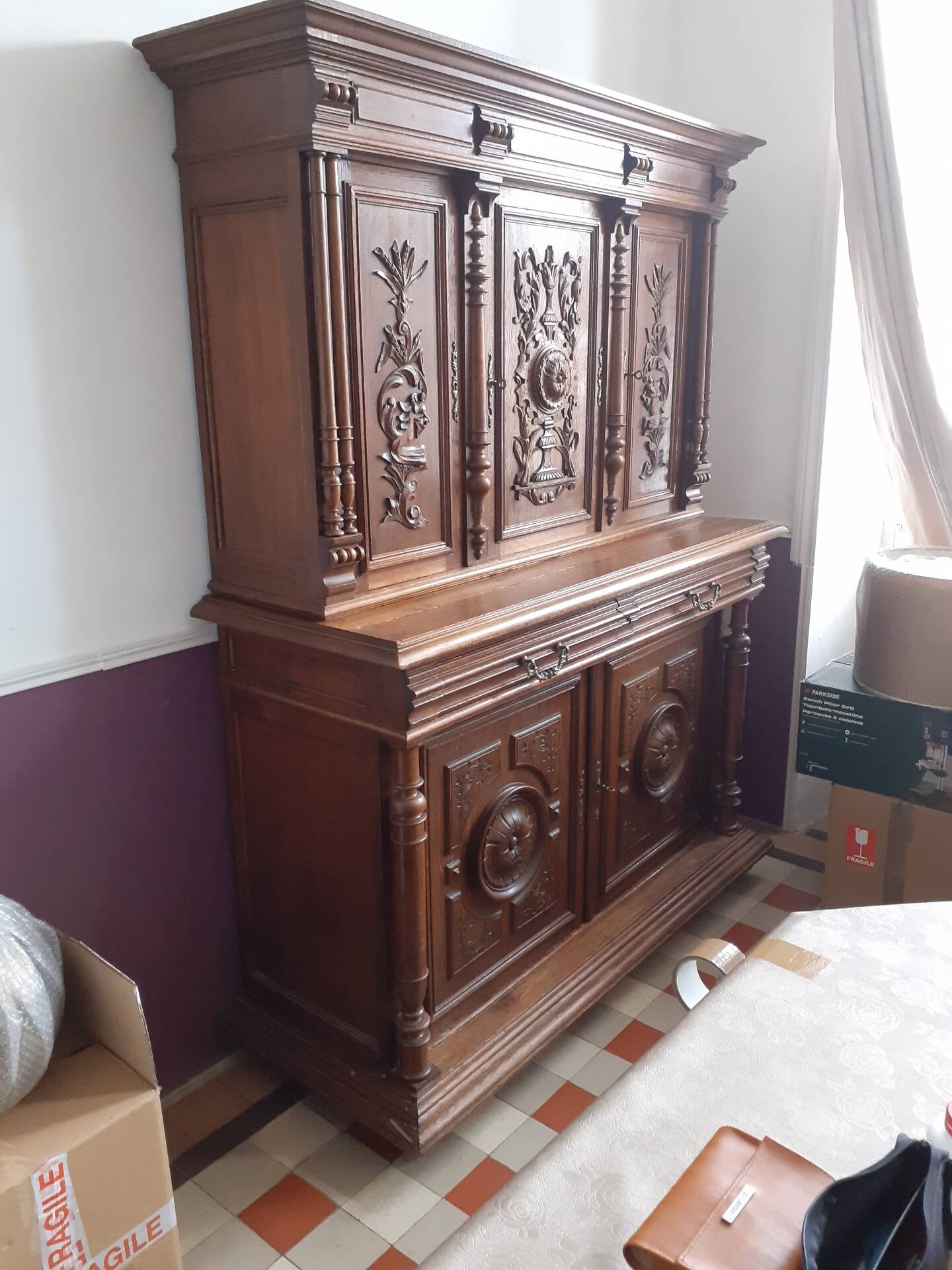 Buffet with 2 bodies in Henri II Renaissance style