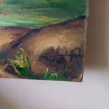 Tuscan landscape painting oil on panel signed