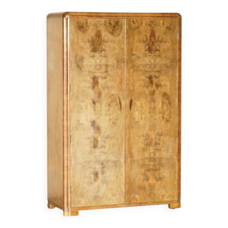 Double Art Deco wardrobe in satin walnut circa 1930