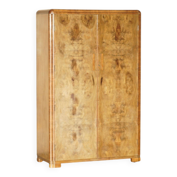 Double Art Deco wardrobe in satin walnut circa 1930