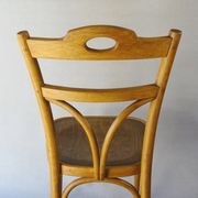 2 bistro chairs from 1905 by KOHN No. 187, wooden seats with 5 fleur-de-lis motifs