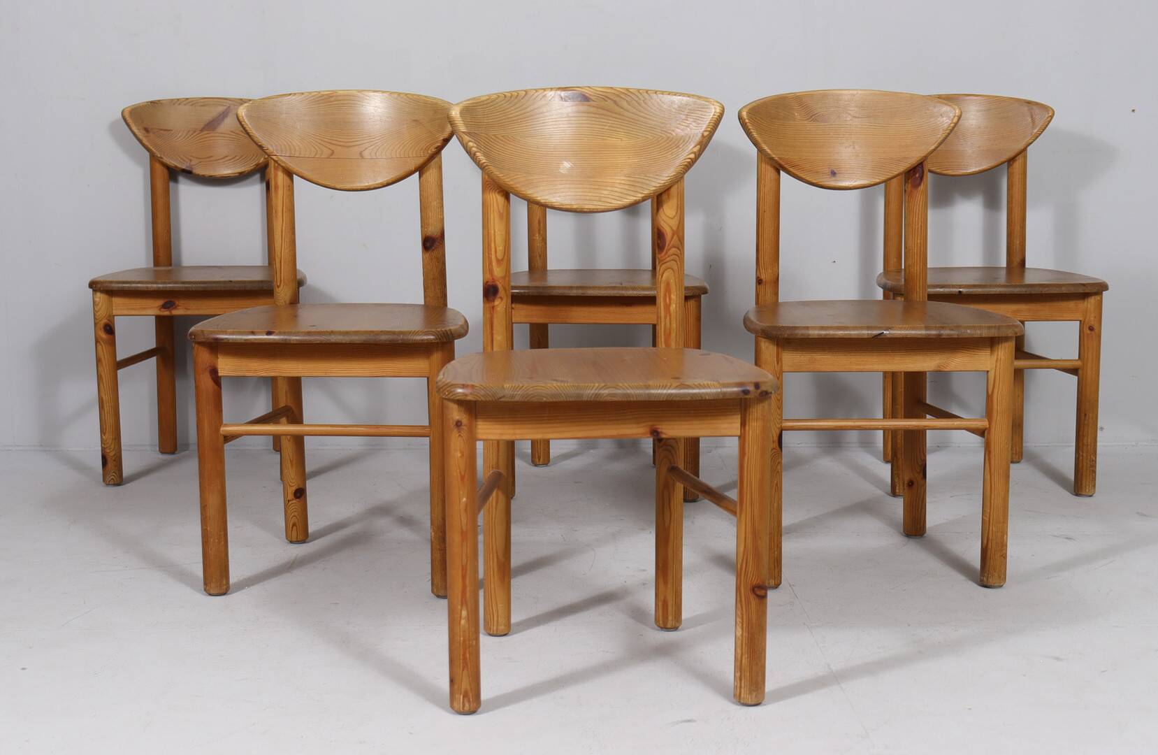 Lot de 6 chaises de salle à manger, Rainer Daumiller, bois de pin, années 1970