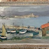 Claude Pallot (1901-1987): painting view of the port of Ilette in Antibes