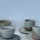 Modular Indonesian ceramic tableware service (6 elements + cups)
