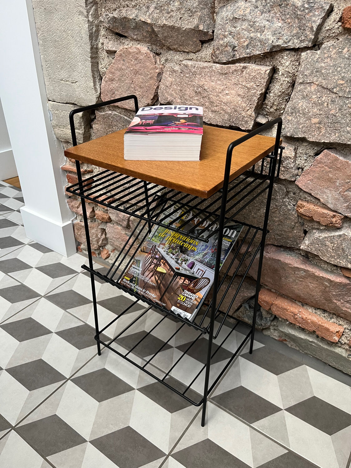 1960s side table with magazine holder