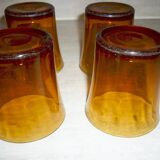 4 vintage Duralex amber glasses